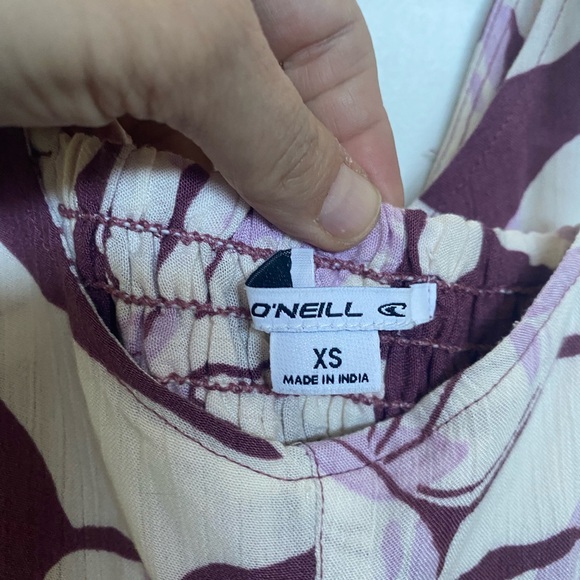 O'Neill Maxi lace up back purple and white floral women’s dress w front slit XS - Picture 5 of 5